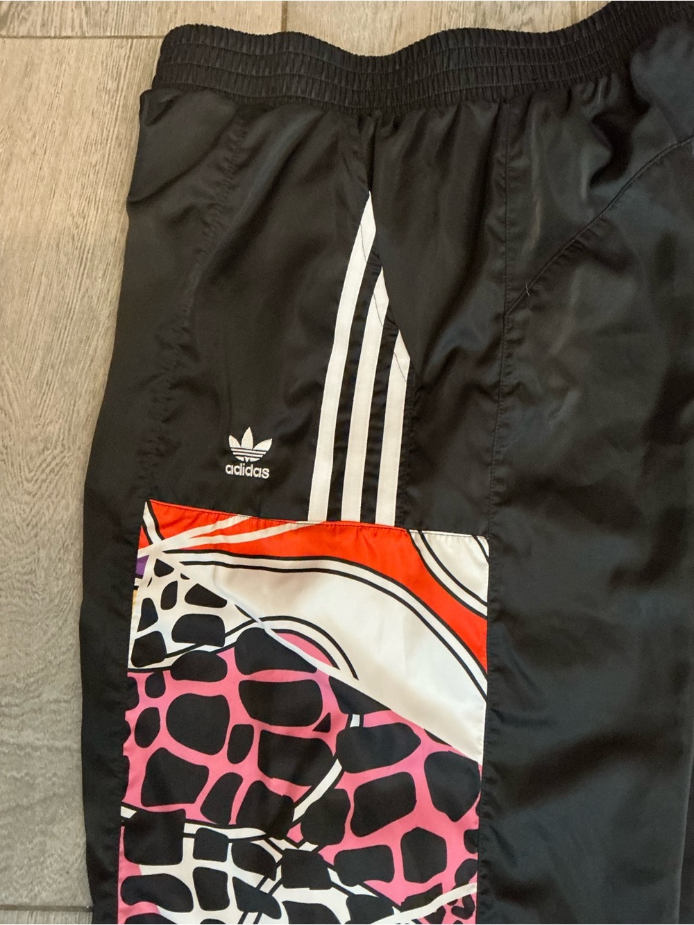 Adidas Black Multicolor Patchwork Track Pants #C09 - Picture 5 of 8
